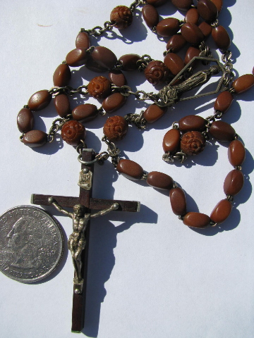 Vintage St. Christopher medal on chain, old religious jewelry rosary lot