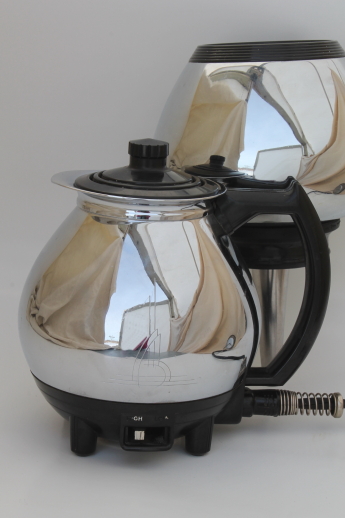 Vintage Sunbeam Coffeemaster vacuum percolator coffee pot, deco chrome coffee maker