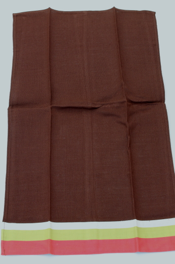 Vintage tea towels or guest towels, retro color block striped linen weave towels