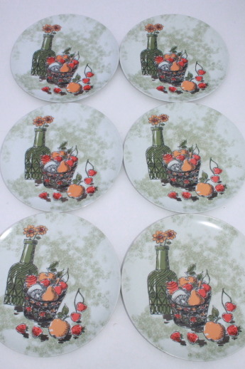 Vintage Texas Ware melmac dinner plates, 70s retro print melamine dishes