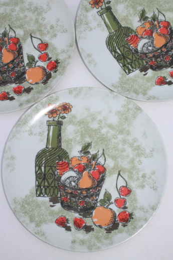 Vintage Texas Ware melmac dinner plates, 70s retro print melamine dishes