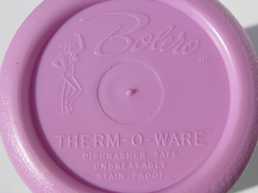 Vintage Therm-O-Ware Bolero retro pastel colored tumblers in carrier rack