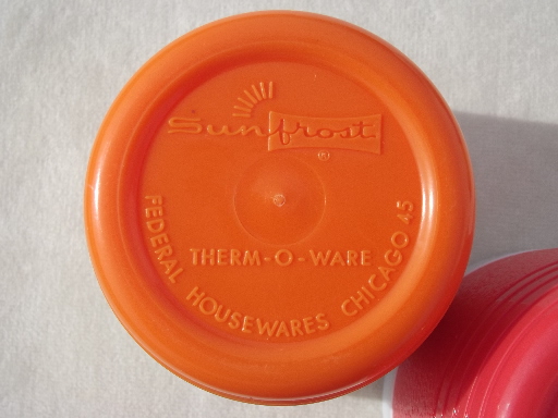Vintage Therm-o-ware tumblers, Sun-Frost plastic glasses in retro colors
