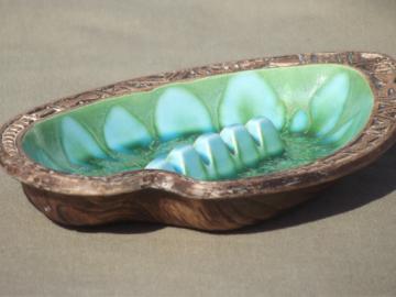 Vintage TreasureCraft Hawaii pottery ashtray, big retro ceramic ash tray
