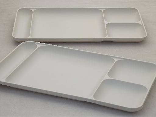 Vintage Tupperware lunch / meal trays, lap tray set