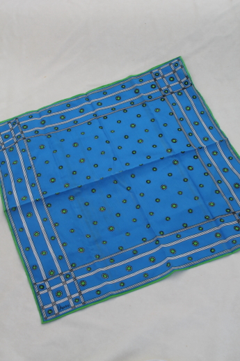 Vintage Vera print scarf, square scarf w/ blue & green foulard print Vera Neumann