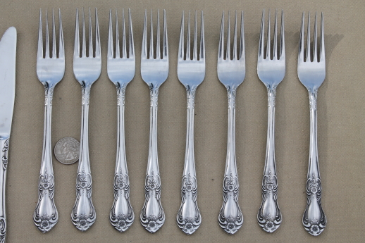 Vintage Wallace silver Portsmouth pattern stainless flatware set for 8