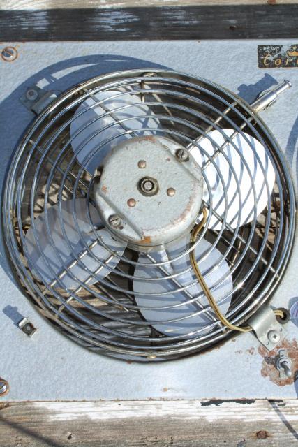 vintage window fan, adjustable w/ dual reversible fans industrial gray paint