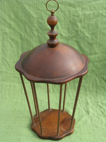 Vintage wood birdcage lantern for candles or greenery, hanging cage