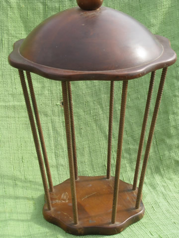 Vintage wood birdcage lantern for candles or greenery, hanging cage