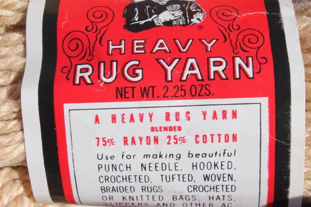vintage yarn lot, Aunt Lydia's heavy rug yarn, rayon cotton bulky chunky yarn