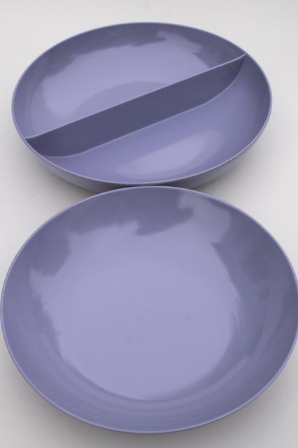 violet corsage melmac dishes set for six w/serving pieces, vintage Marcrest melmac