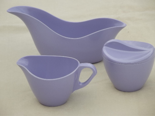 Violet corsage melmac dishes set of serving pieces, vintage Marcrest melmac