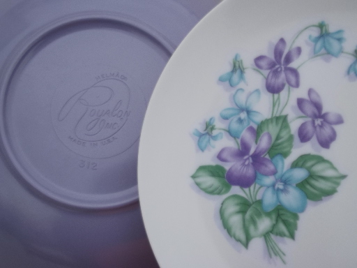 Violet corsage melmac dishes set, vintage Marcrest melmac dinnerware for 6