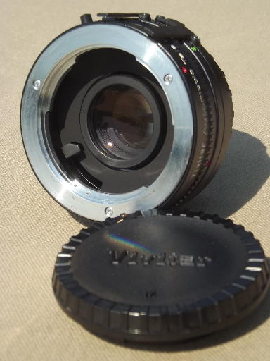 Vivitar 2X Tele Converter camera lens attachment w/ manual & case