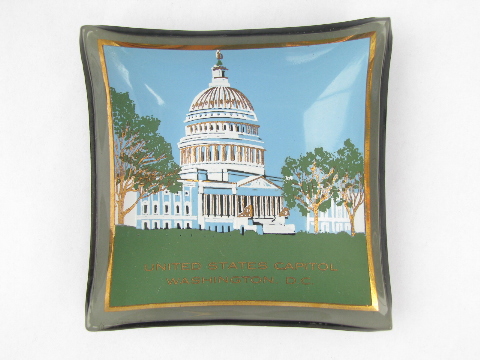 Washington DC landmarks, tiny painted plates, vintage Houze glass?