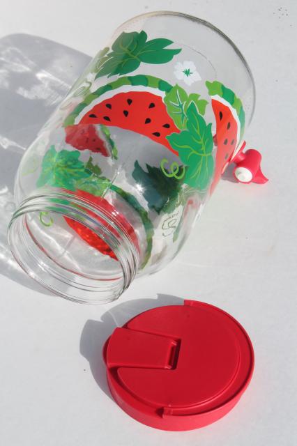 watermelon print gallon sun tea jar, glass jar beverage dispenser / fridge water bottle