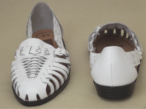 White leather huarache sandals, size 6 1/2 never worn vintage shoes