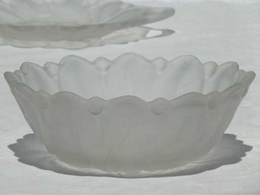 Wild Rose flower pattern frosted satin glass, vintage tray & serving bowl