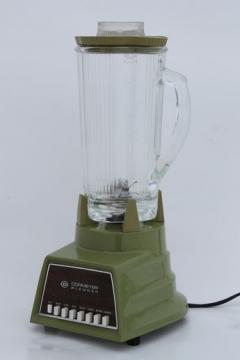 Working vintage Dormeyer blender, retro green blender w/ cloverleaf glass jar