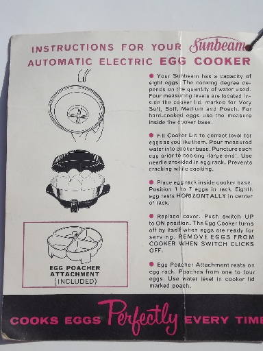 Worning vintage Sunbeam egg cooker poacher E3B3, complete w/ manual